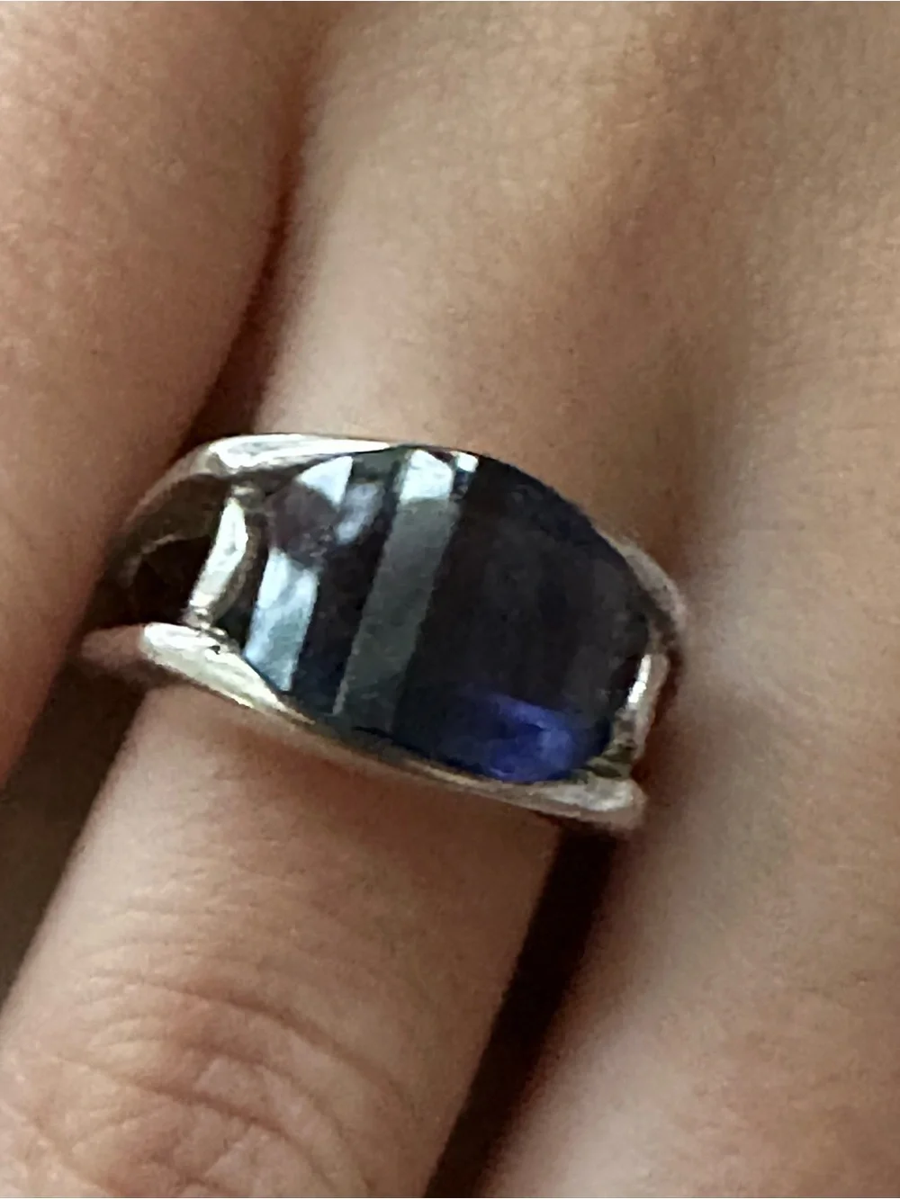 Sterling Silver Ring with Blue-Stone size 7.5